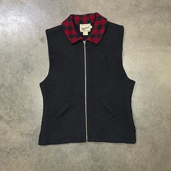 Woolrich Jackets & Blazers - Vintage Woolrich Full Zip 100% Wool Buffalo Check Plaid Vest RARE